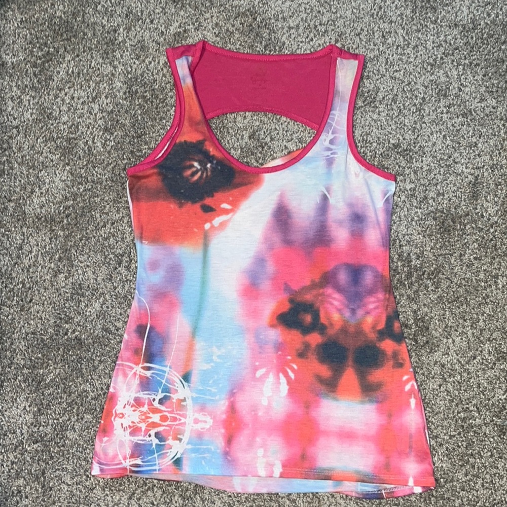 Jessica Simpson neon light tye die style tank top with droopy back